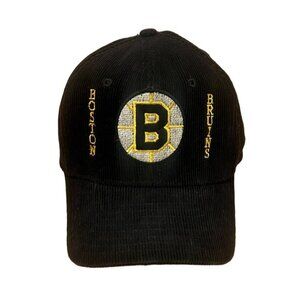 Vintage Boston Bruins NHL Pro Star Corduroy Black Snapback Hat Read Description